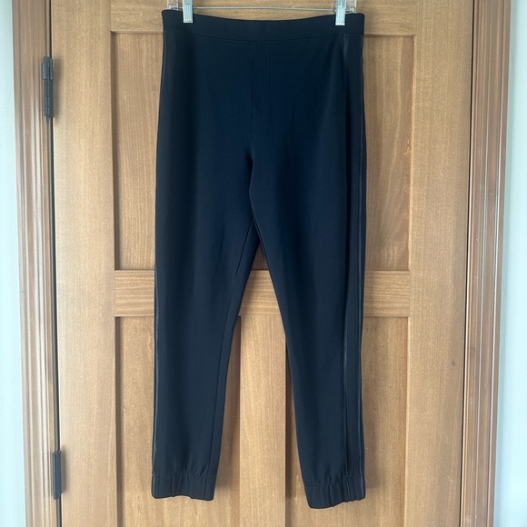 Spanx Black Faux Leather Striped Pull On Jogger Pants size XL - Picture 2 of 14